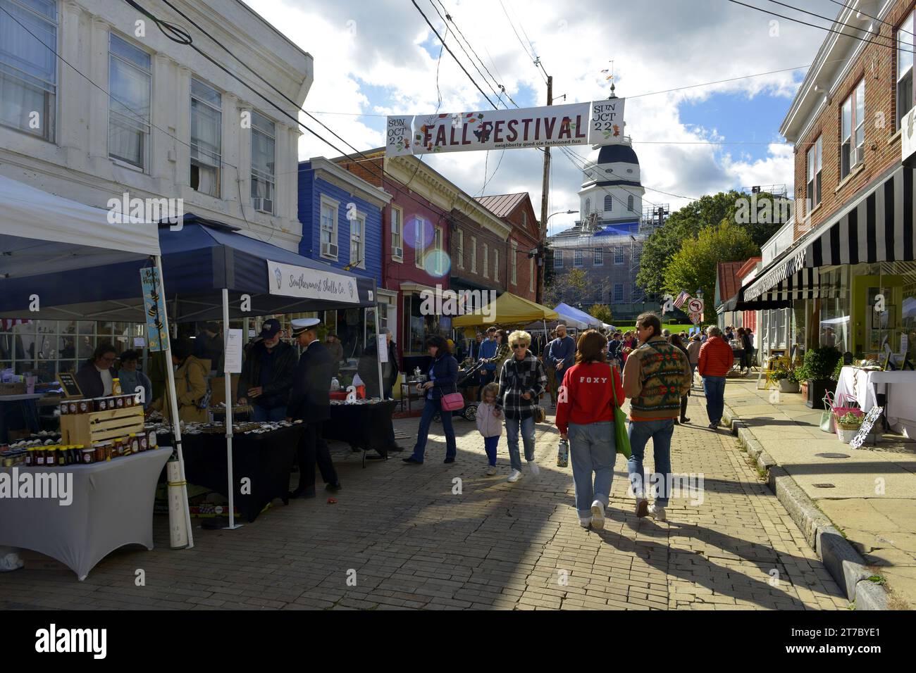 People enjoying the Fall Festival on Maryland Street in Annapolis MD Stock Photo