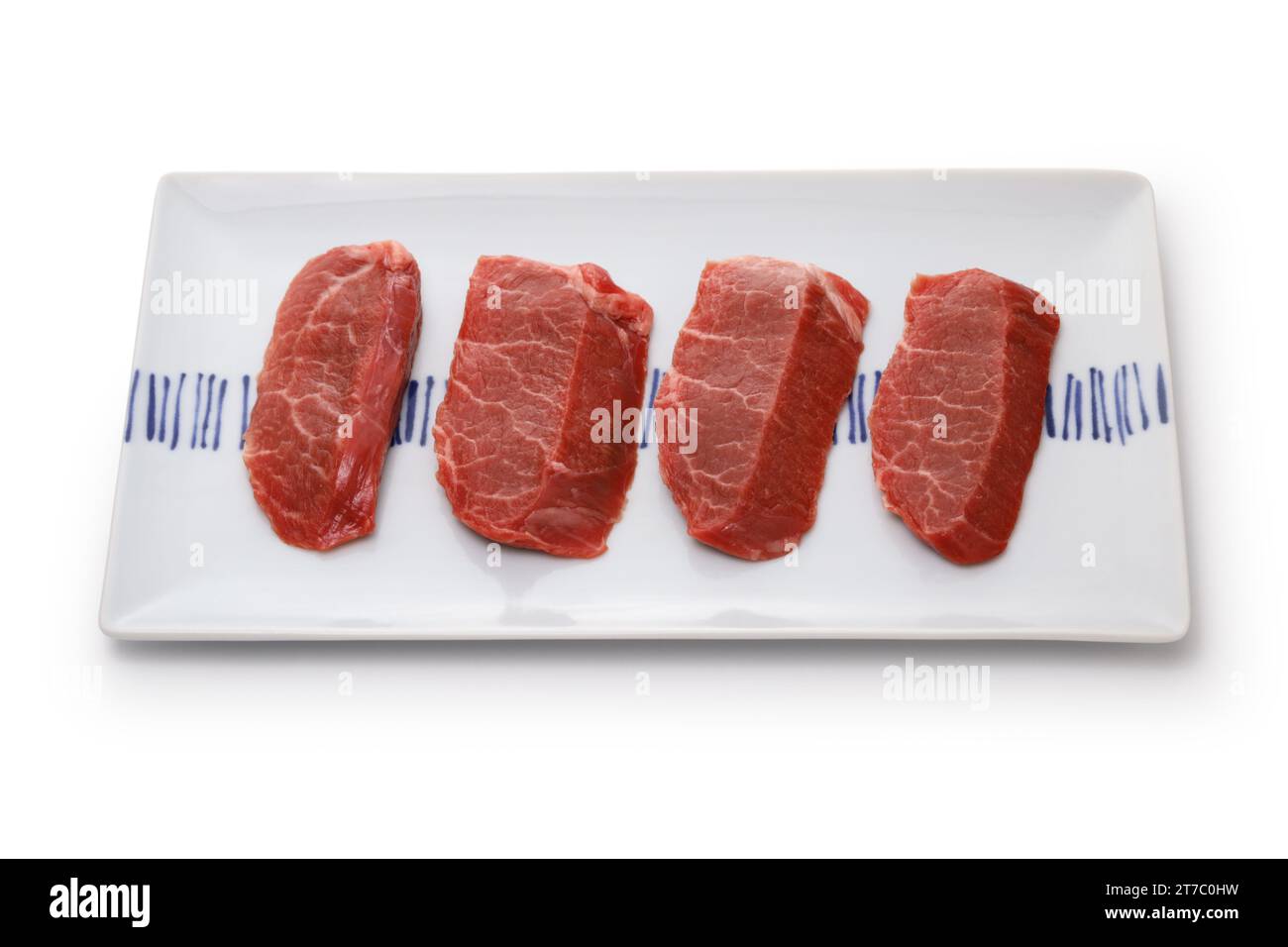 A rare cut of beef called 'necktie' in Japan. Japanese Yakiniku(grilled meat) ingredients. Stock Photo
