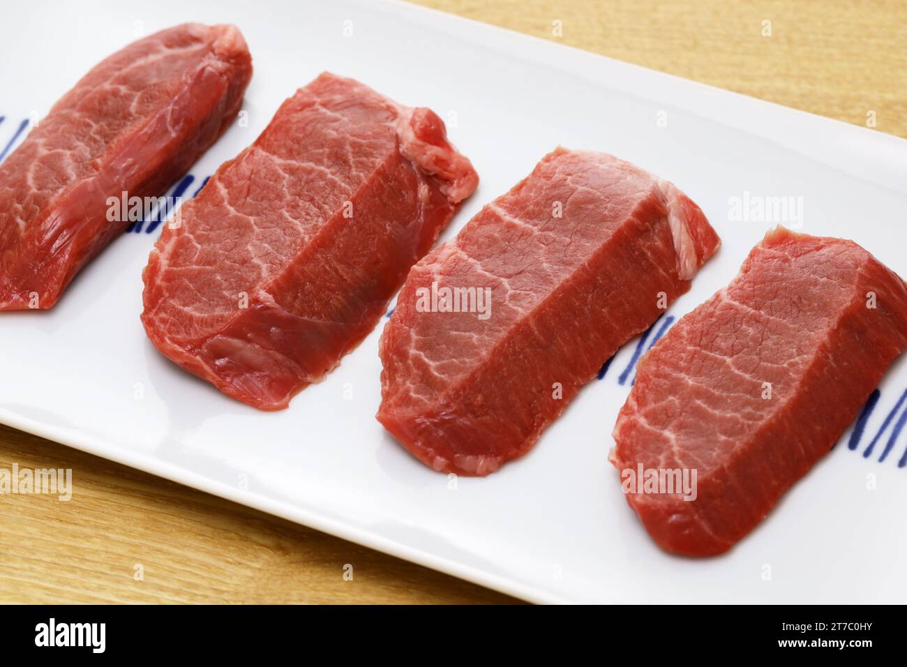 A rare cut of beef called 'necktie' in Japan. Japanese Yakiniku(grilled meat) ingredients. Stock Photo