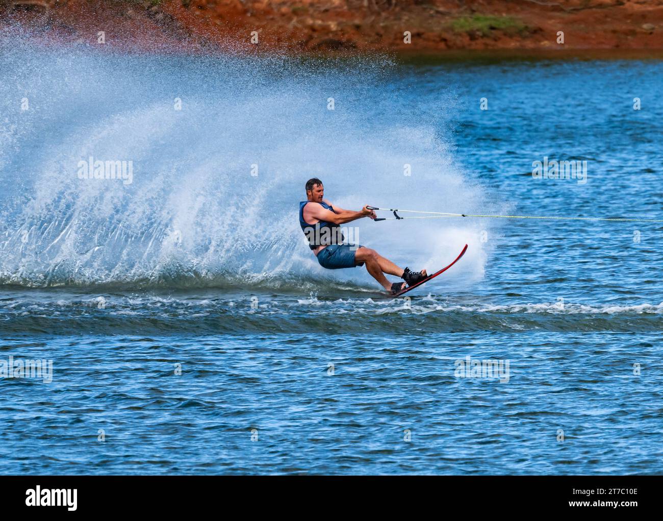 A man water ski in a lake. Queensland, Australia. Stock Photo