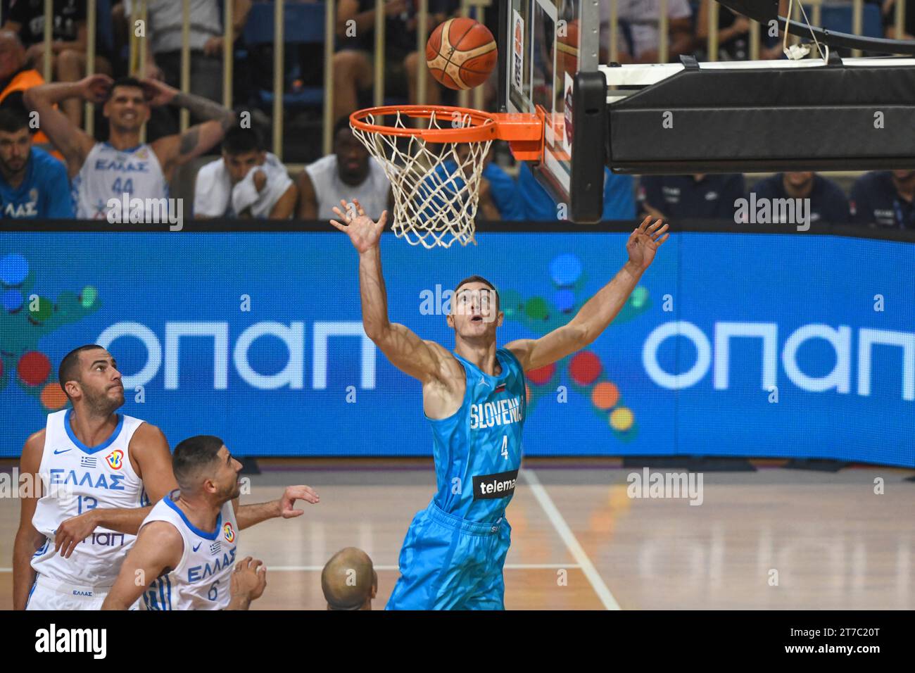 Ziga Samar (Slovenia Basketball National Team) against Greece Stock Photo