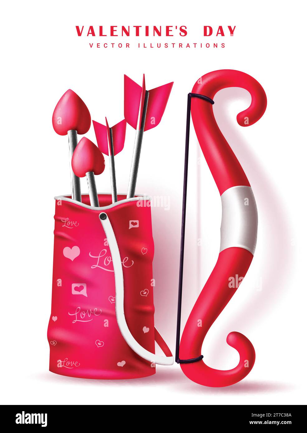 Valentines' day bow and arrow vector design. Valentine's cupid bow and ...