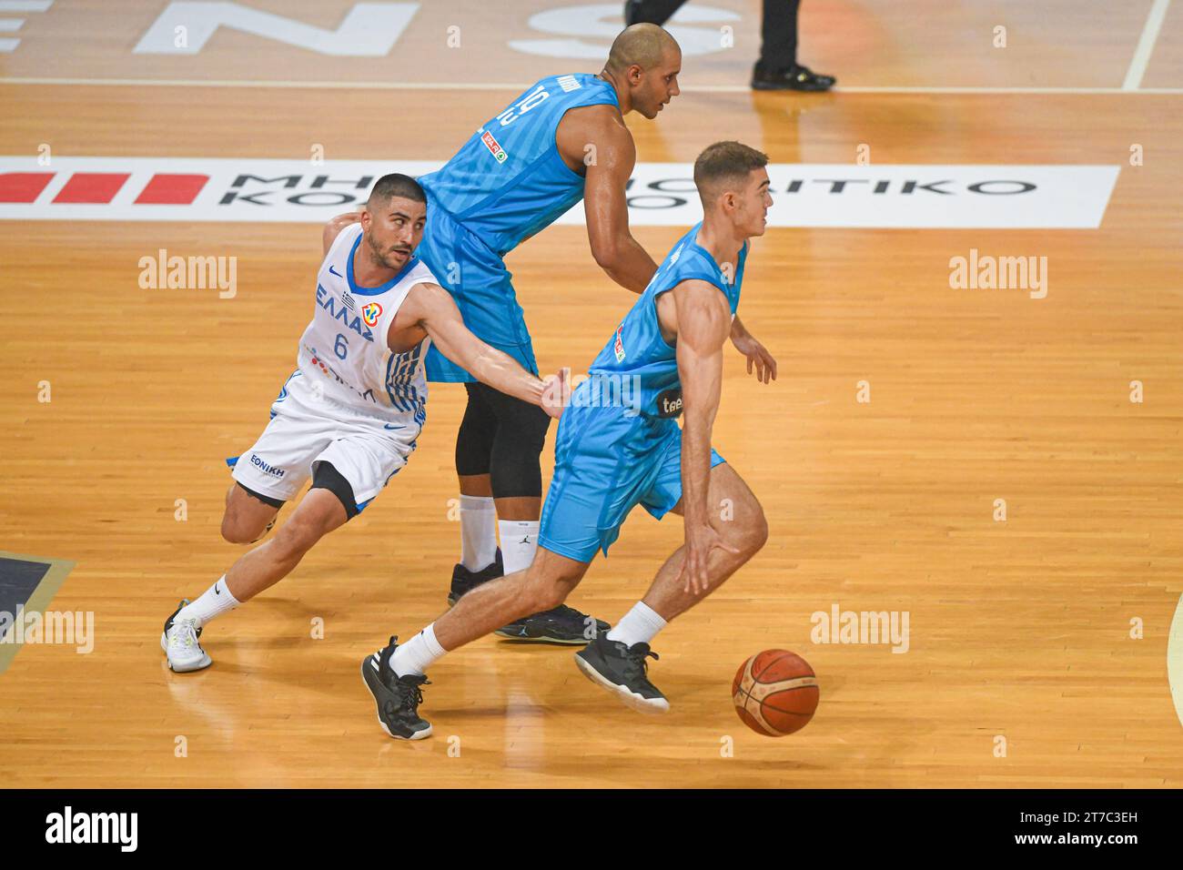 Ziga Samar (Slovenia Basketball National Team) against Greece Stock