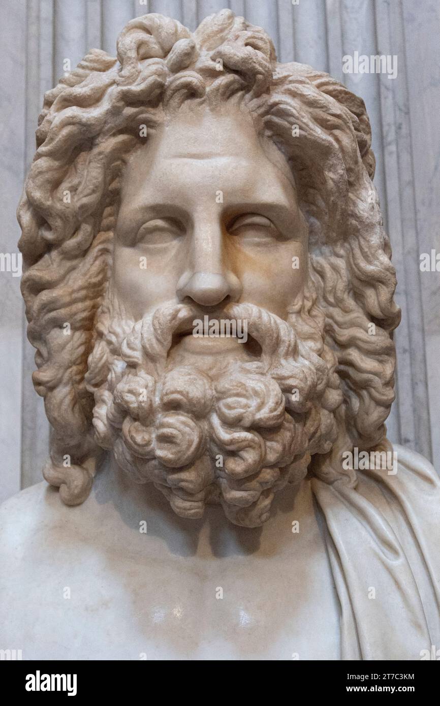 Head of Jupiter, marble sculpture, Vatican Museum, Rome, Italy Stock Photo