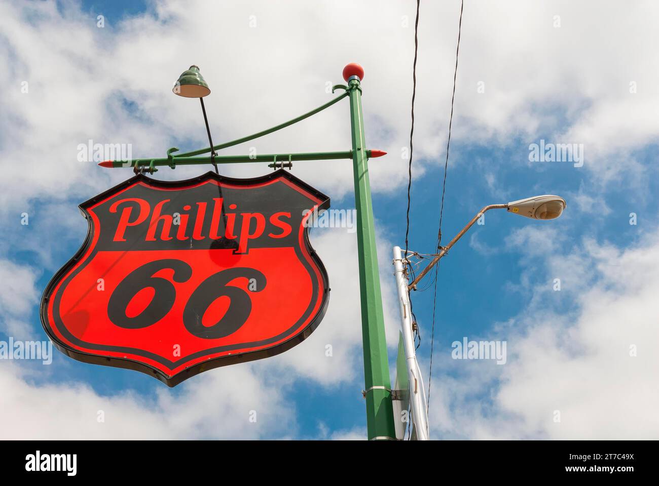 Sign, sign, street light, Route 66, Oklahoma, USA Stock Photo