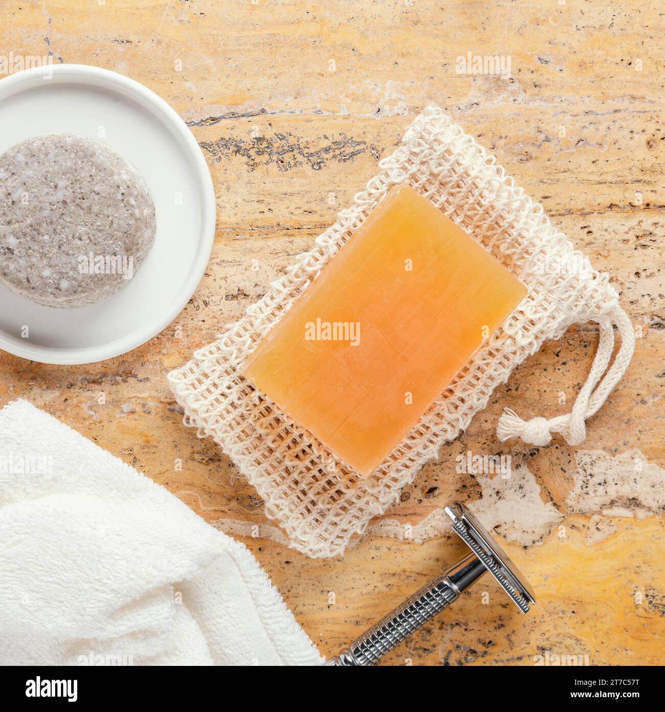 Top view ecological razor soap Stock Photo Alamy