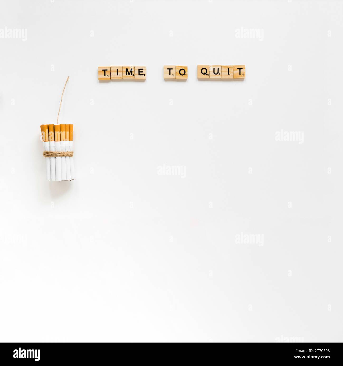 Top view words with cigarette pack Stock Photo