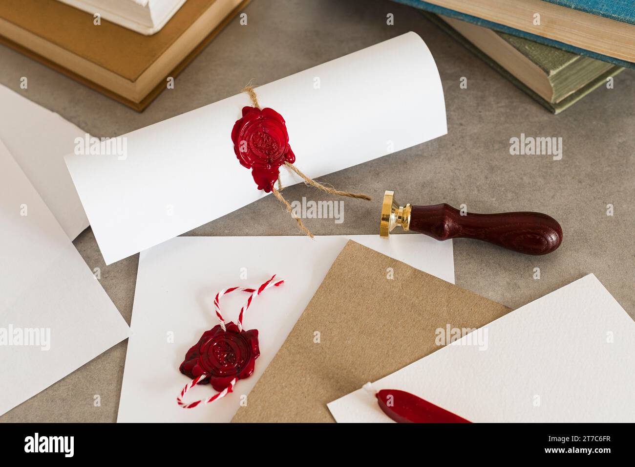 Education diploma certificate wax seal Stock Photo Alamy