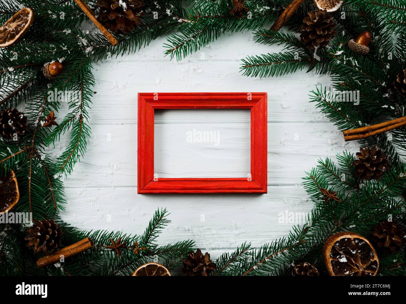 Frame fir branches Stock Photo - Alamy