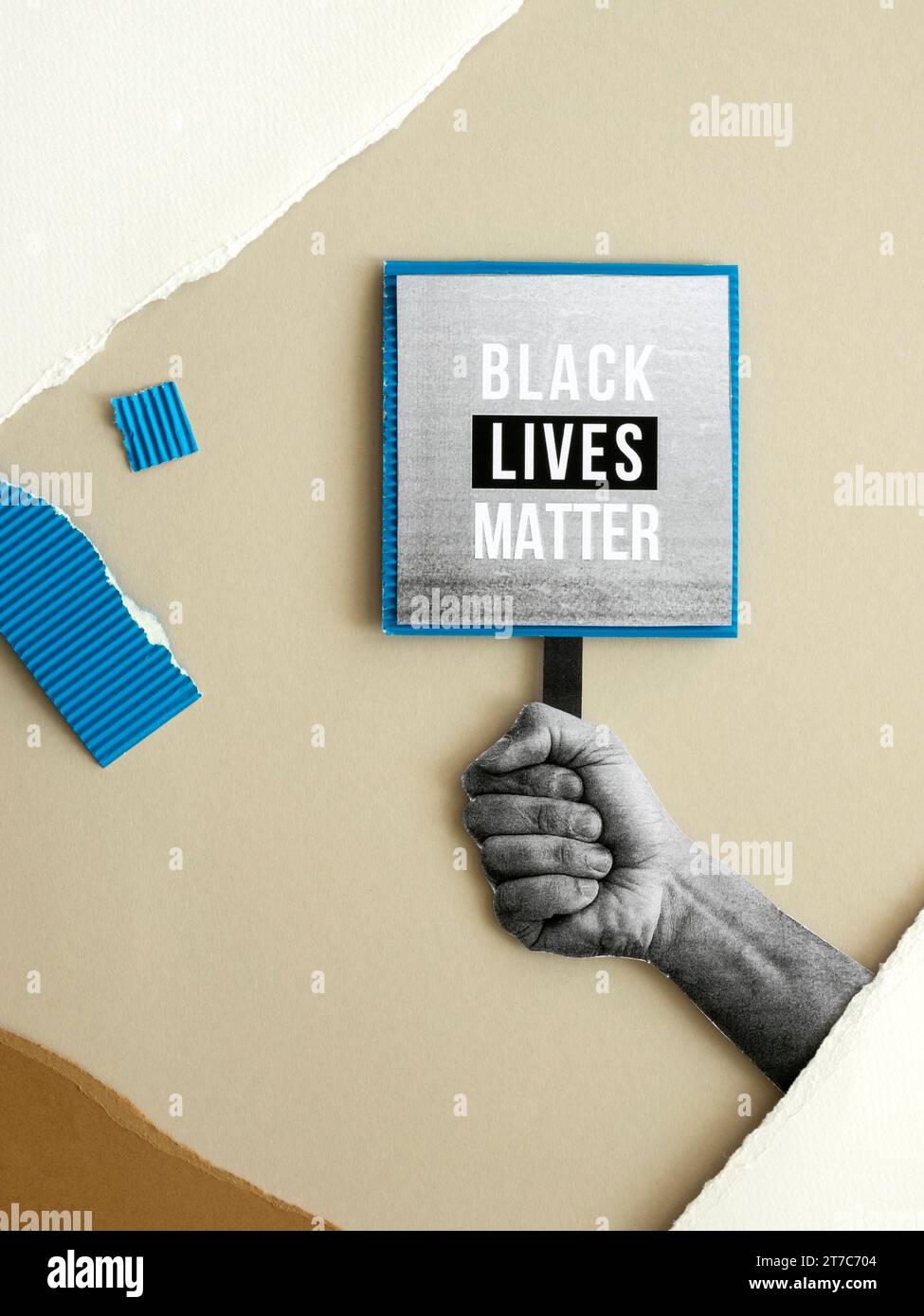 Hand holding black lives matter sign Stock Photo