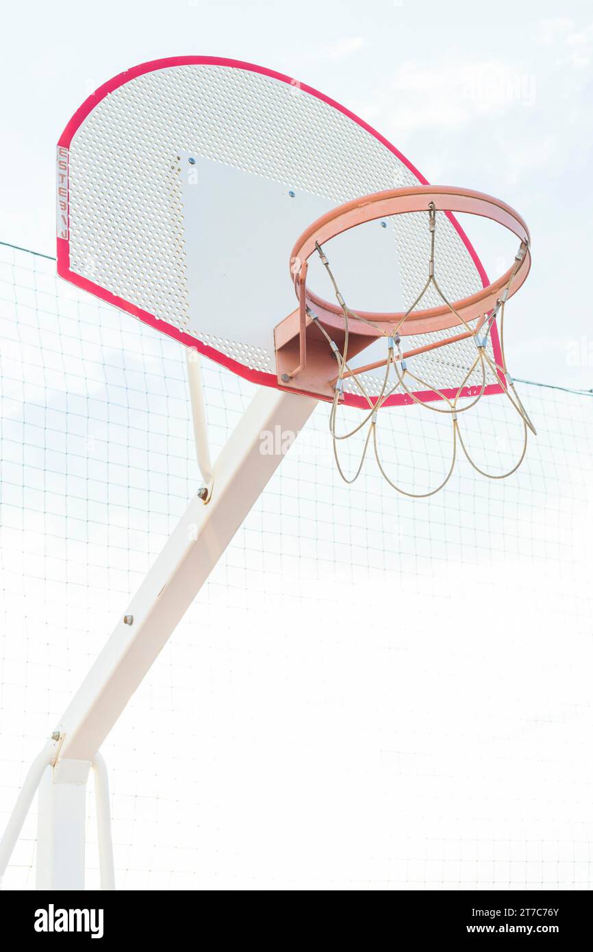 Low angle view basketball hoop outdoors Stock Photo
