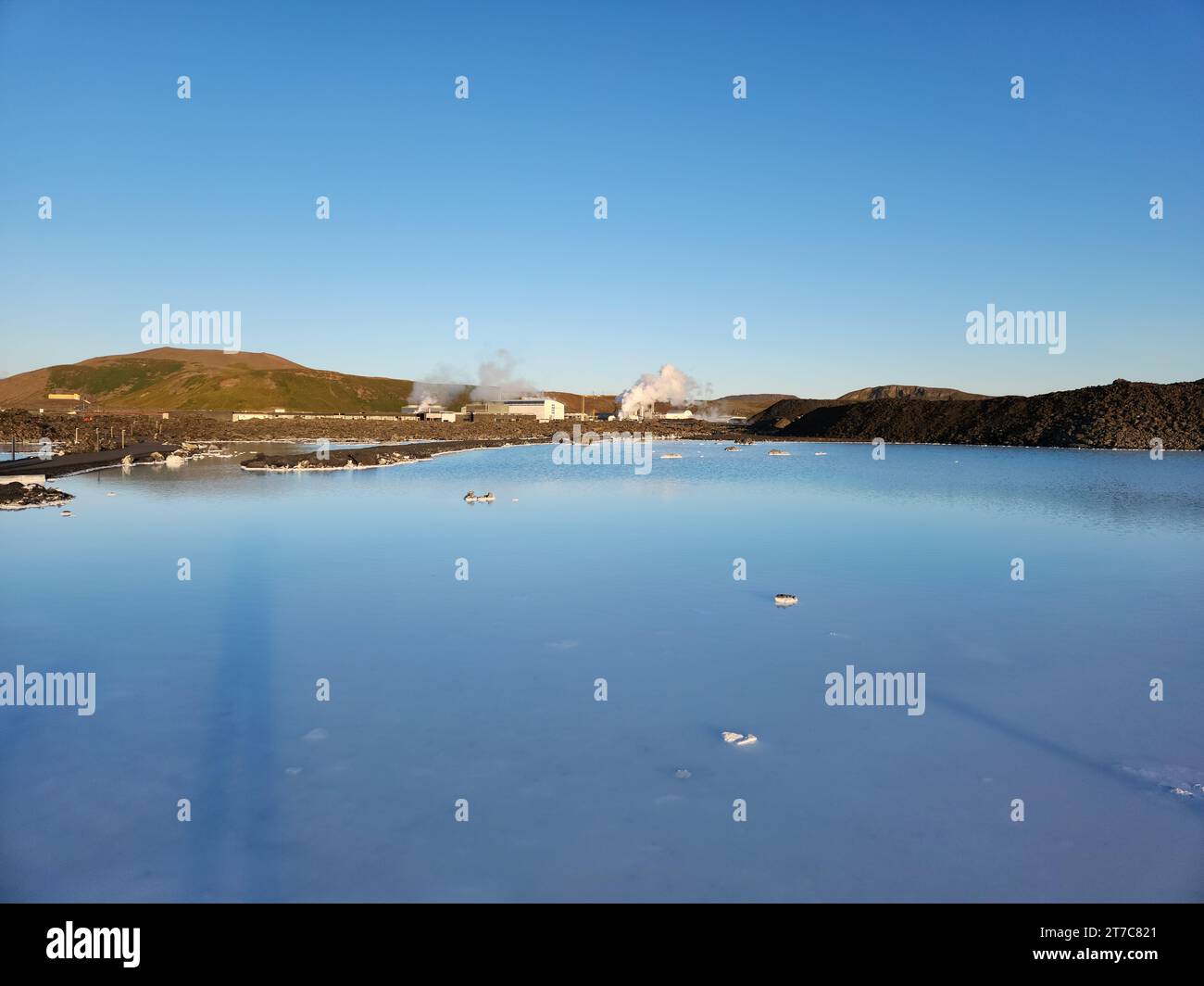 Grindavik, Iceland - September 11, 2023 - Blue Lagoon geothermal baths near Gridavik, Iceland on clear sunny afternoon. Stock Photo