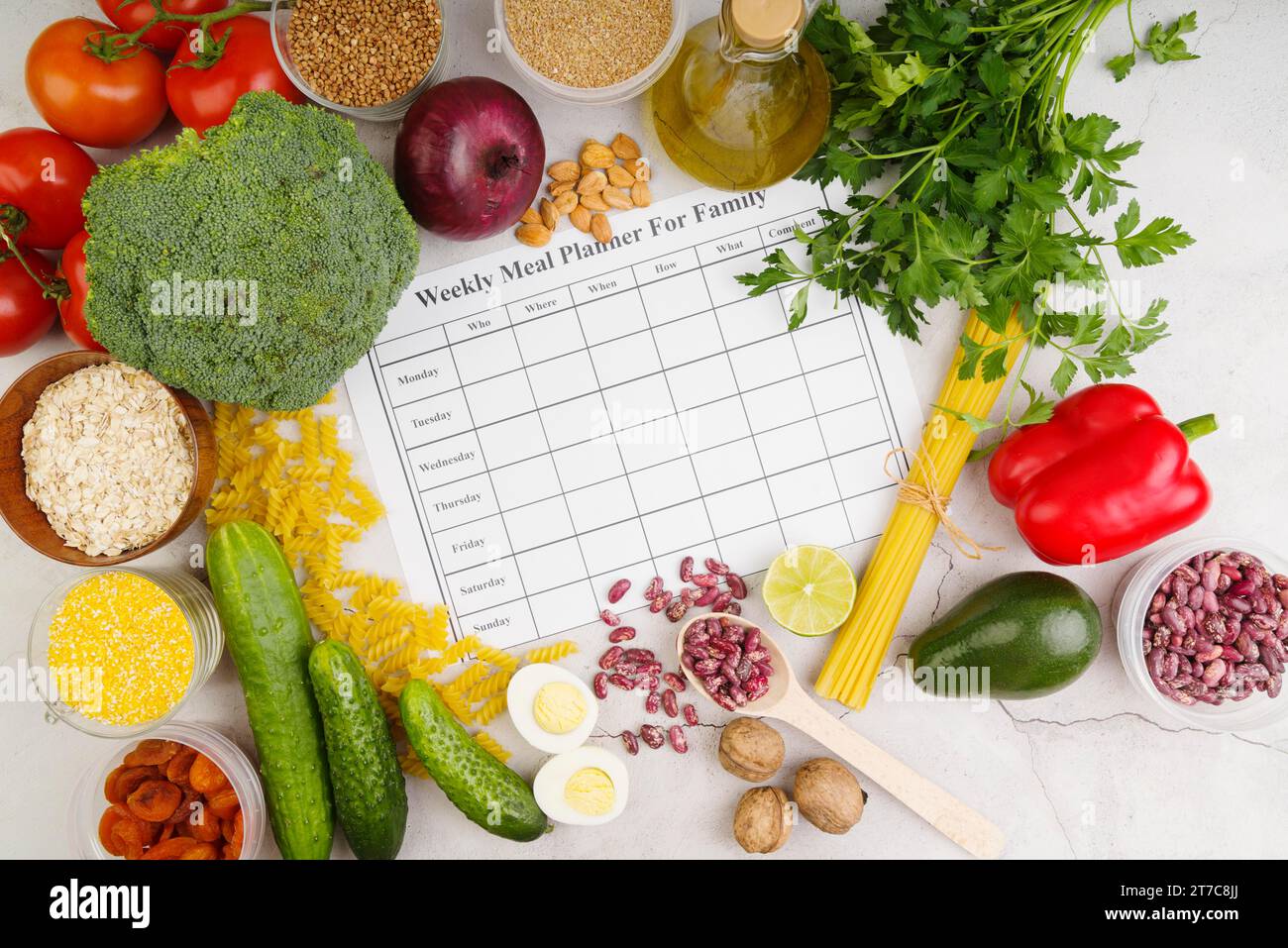 Weekly meal planner family concept Stock Photo
