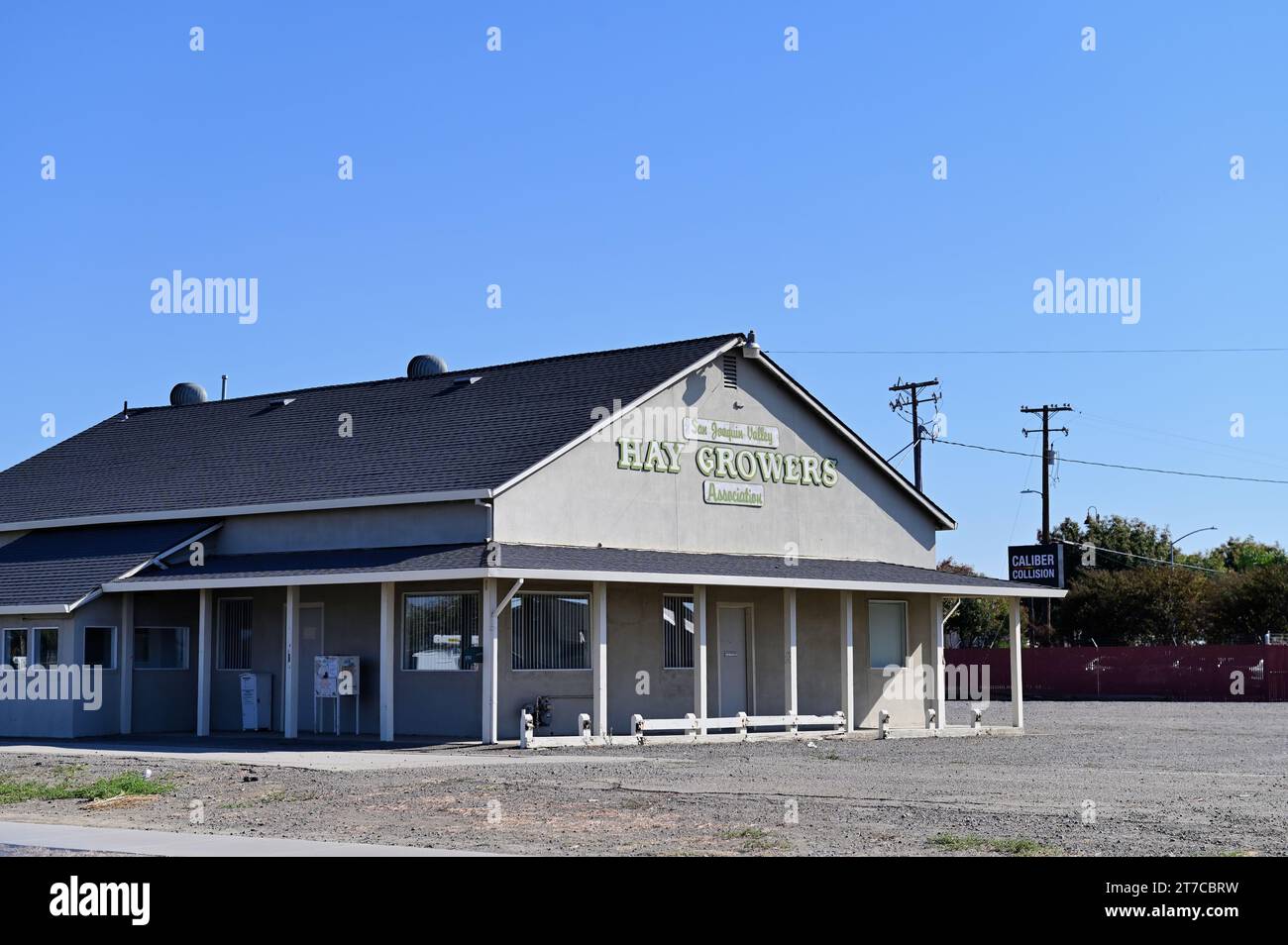 Los Banos, California, USA. A branch office of the San Joaquin Valley Hay Growers Association. Stock Photo