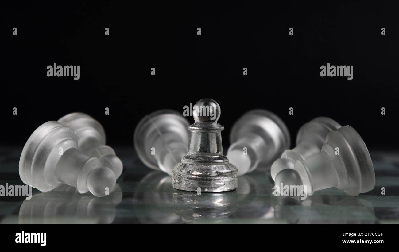 Transparent chess pieces board 3 Stock Photo