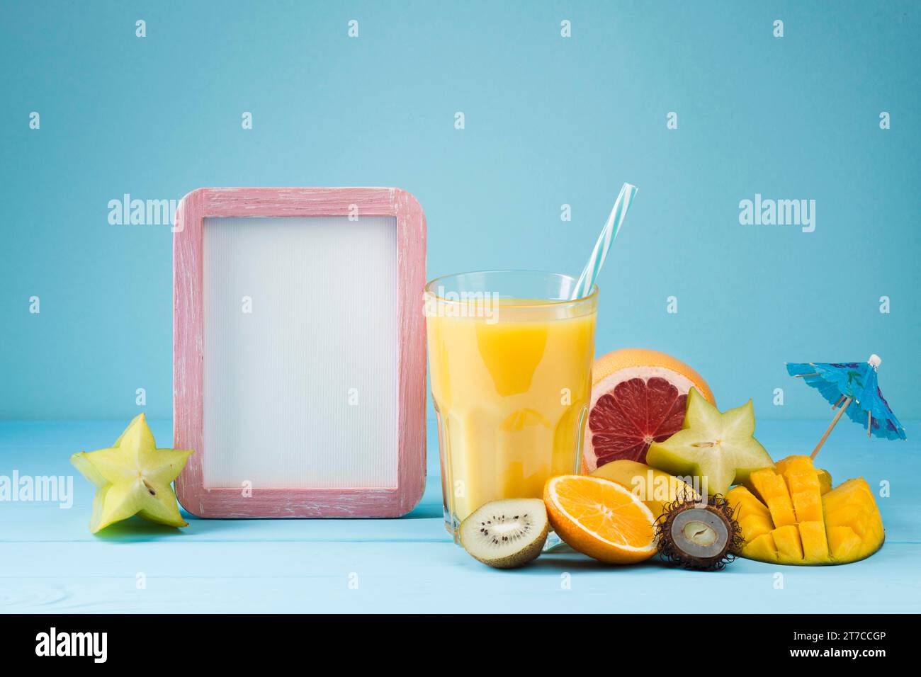 Tropical fruit juice with copy space Stock Photo Alamy