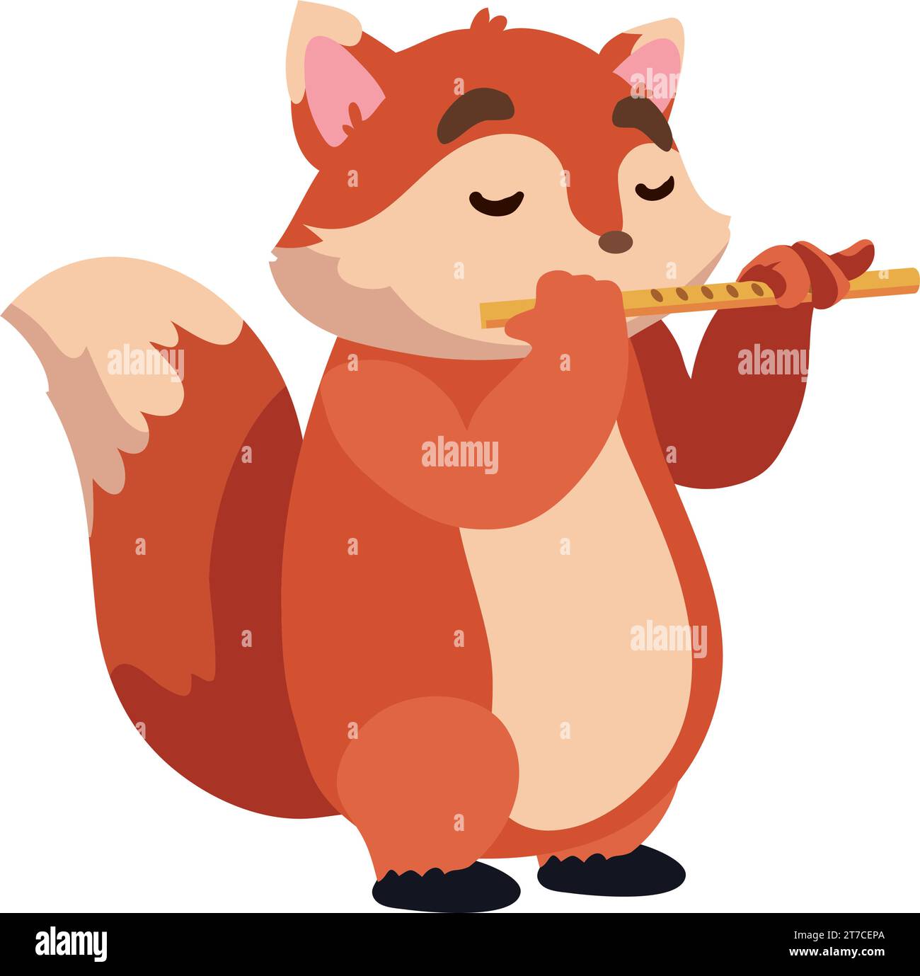 animal playing instrument fox with flute Stock Vector Image & Art - Alamy