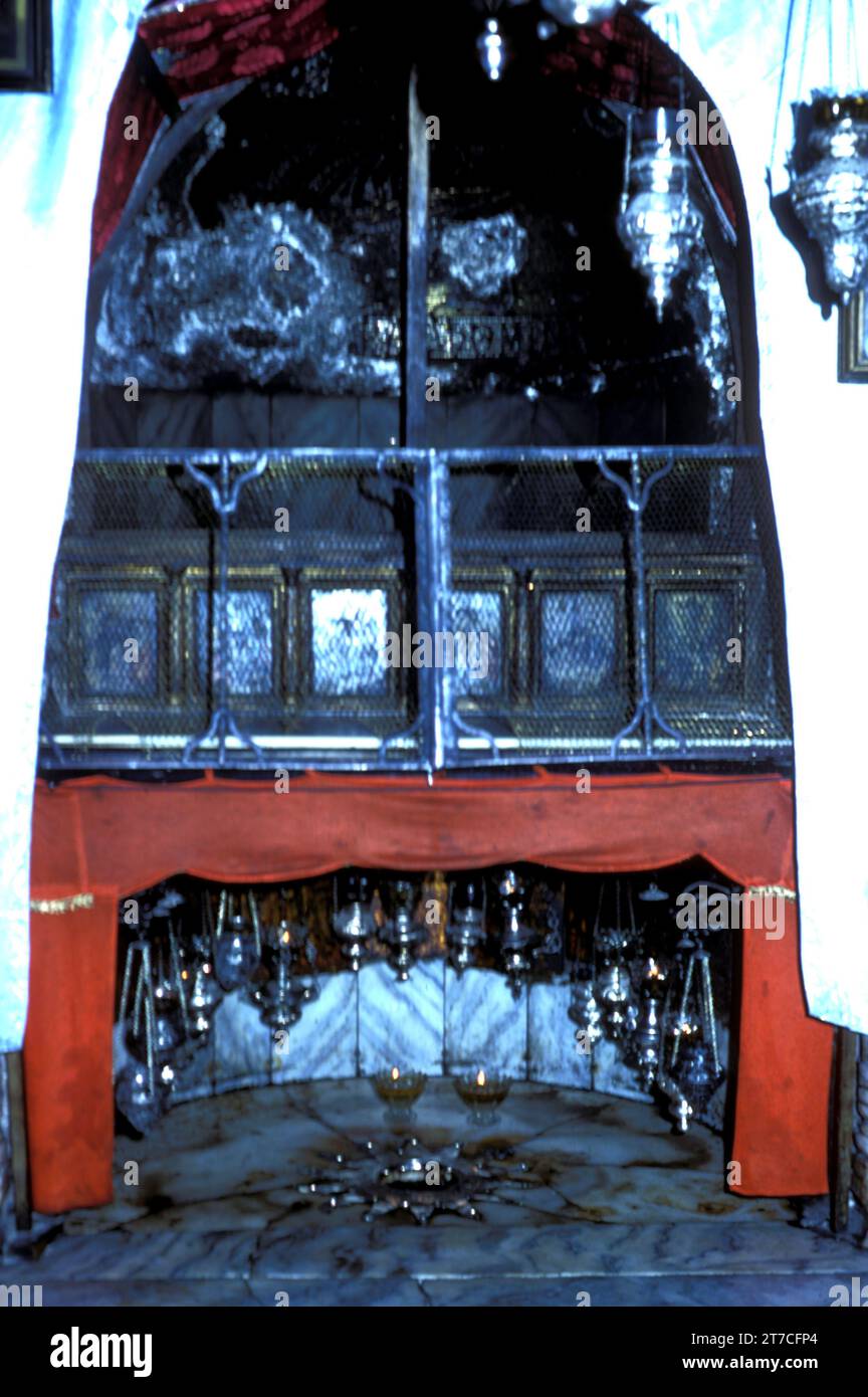 Star marks the place where Jesus was born,grotto of the nativity in the