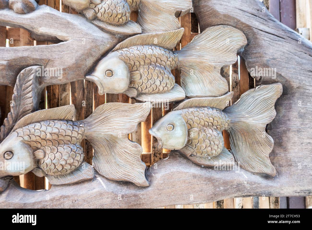 Wood carved fish decoration hi-res stock photography and images - Alamy
