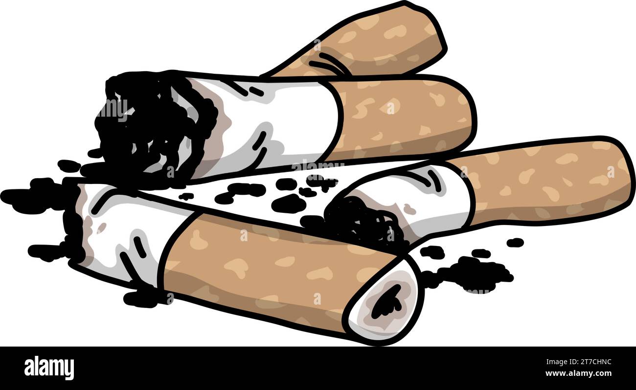 Cigarette Butts Buds Doodle Drawing Illustration Vector Stock Vector Image  & Art