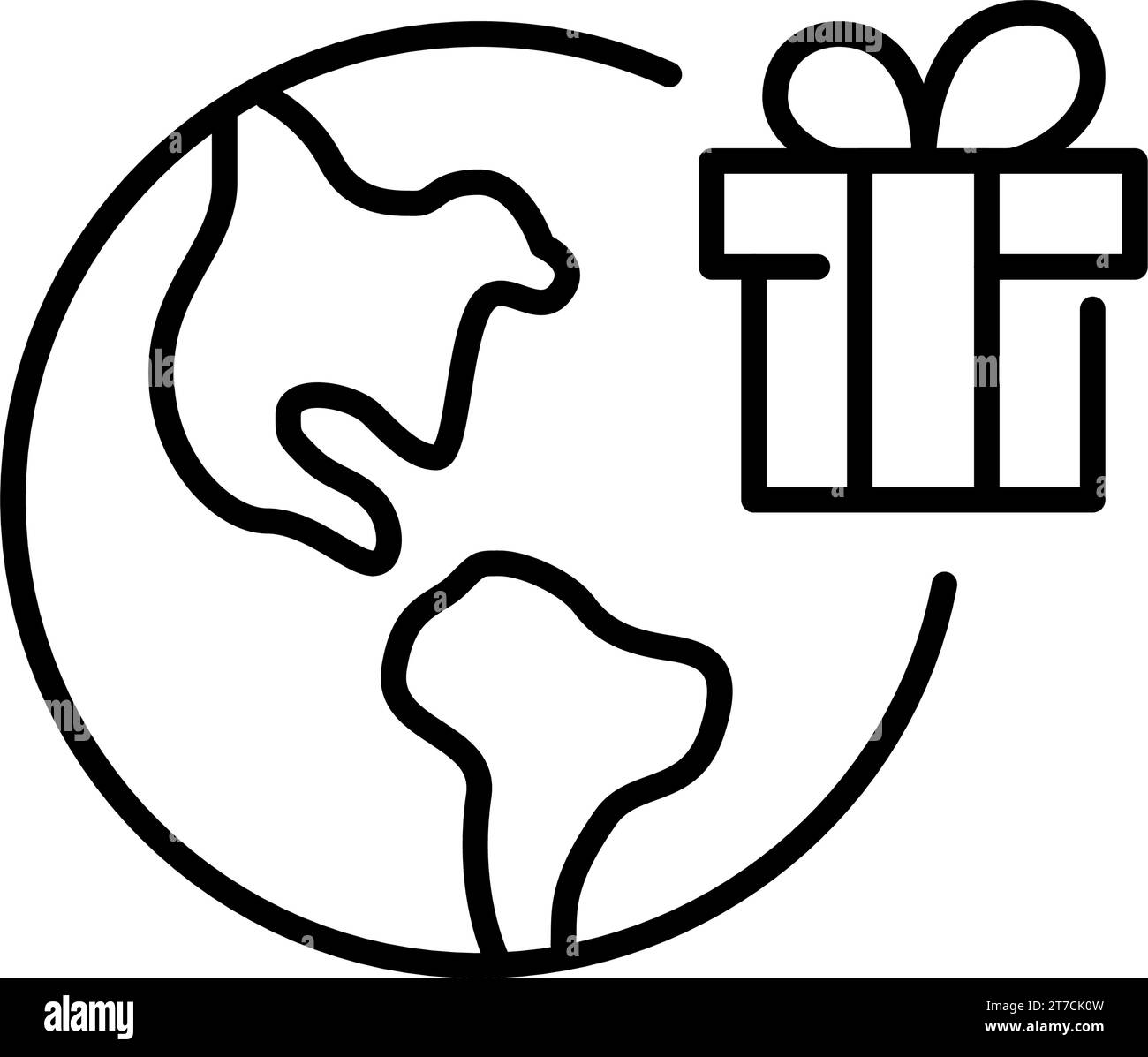 Worldwide gift delivery. Global shipment service. Pixel perfect, editable stroke Stock Vector