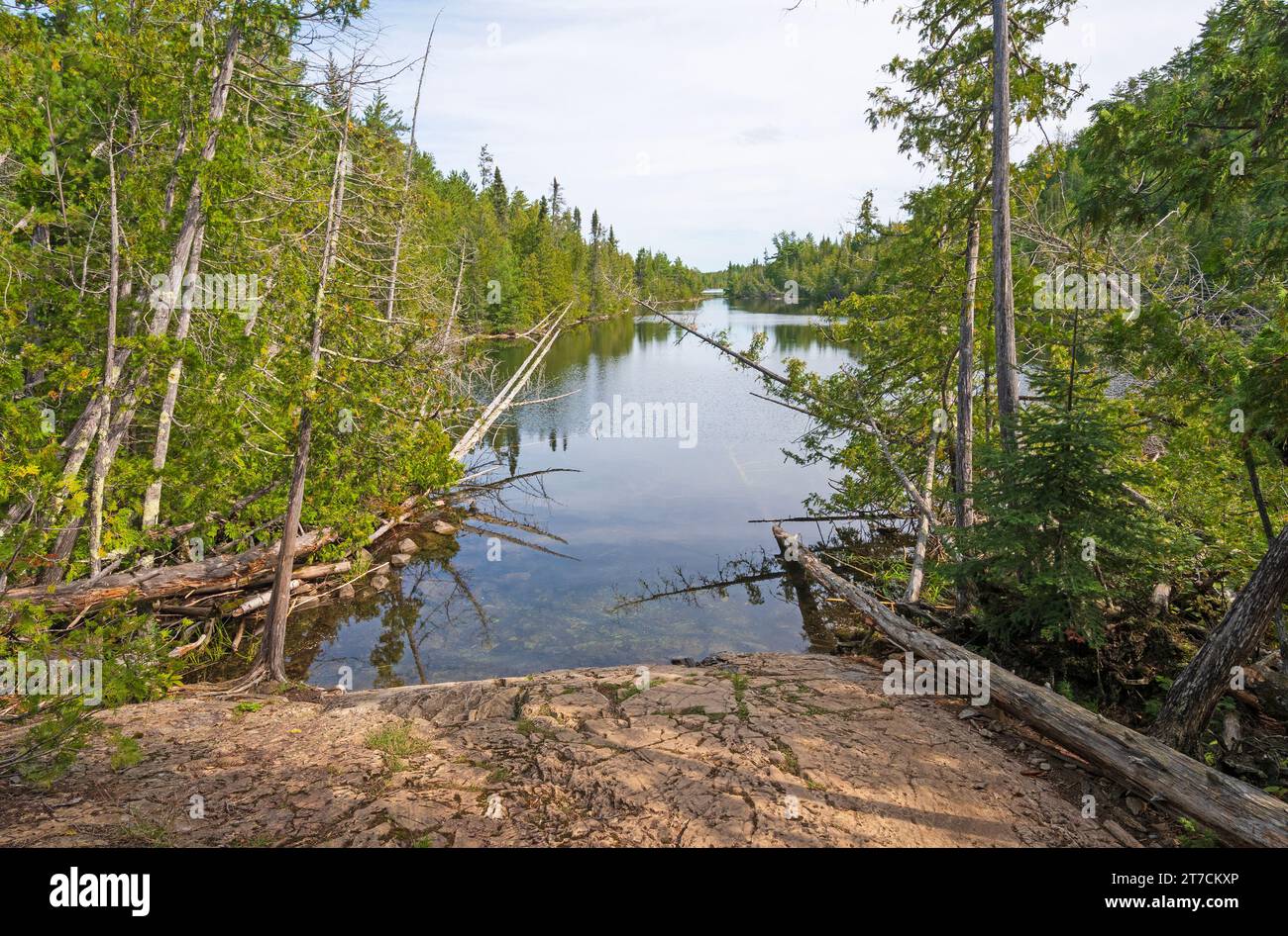 Narrow Passage in Canoe Country on the Kekekabic Ponds in the Boundary Waters Canoe Area in Minnesota Stock Photo