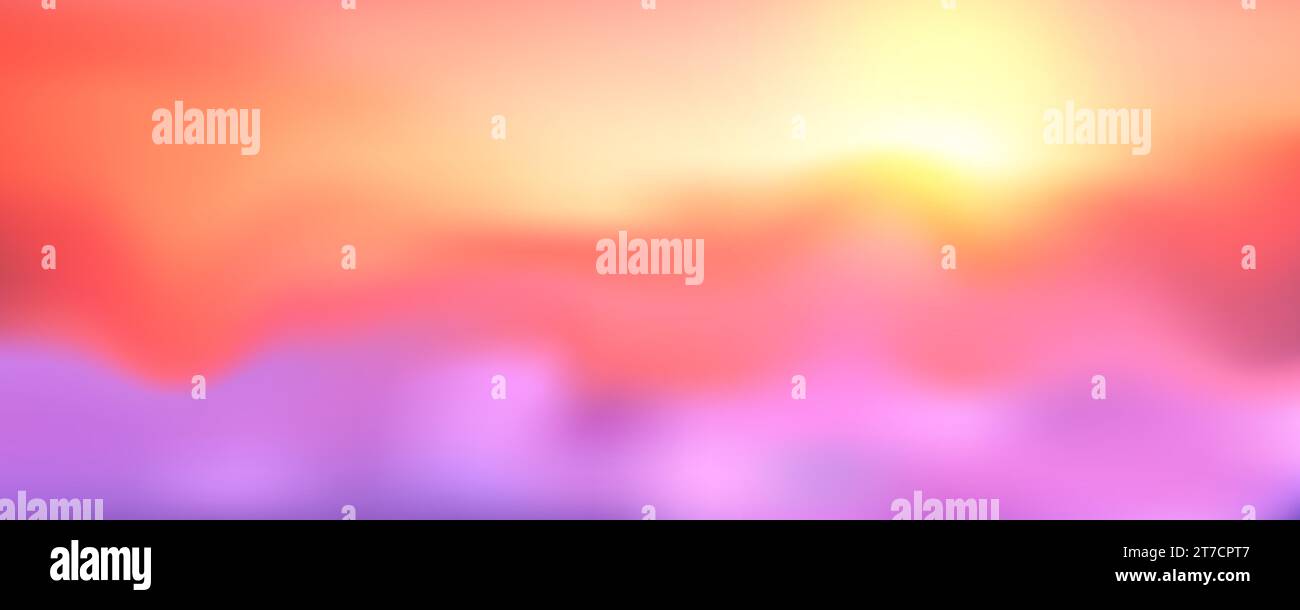 Pink sky background. Pastel abstract purple gradient sunset. Watercolor winter cloudy cold wallpaper. Vector blurred landscape. Stock Vector