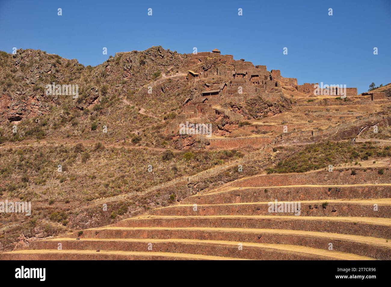 Pisac archaeological site with agricultural terraces Stock Photo