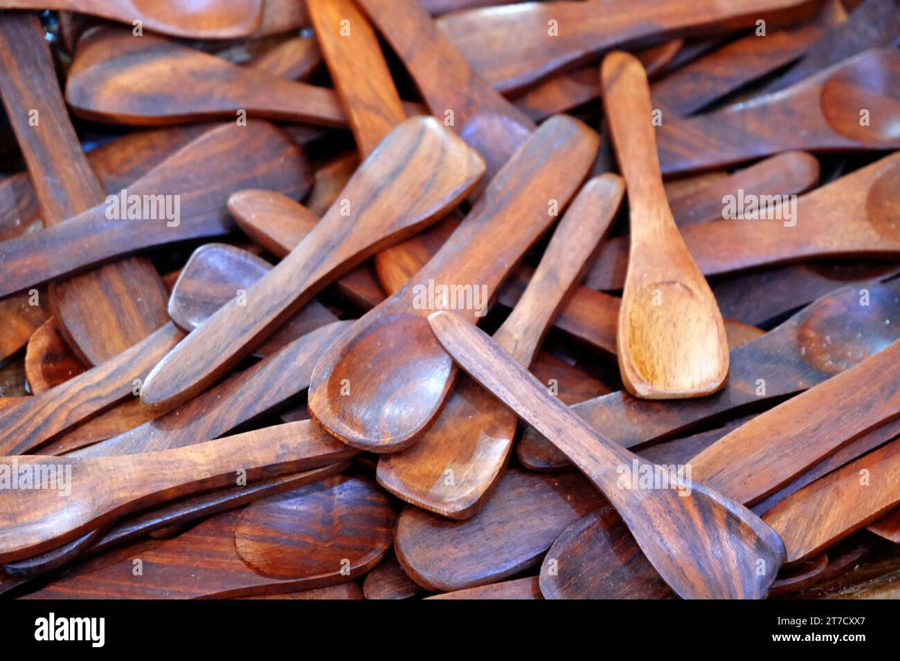 Wooden kitchenware and decorations sold in traditional crafts fair in