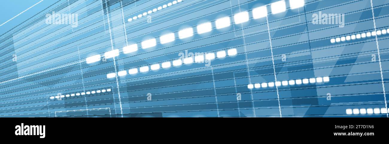 Bright blue hi-tech abstract modern background. Geometric vector banner design Stock Vector