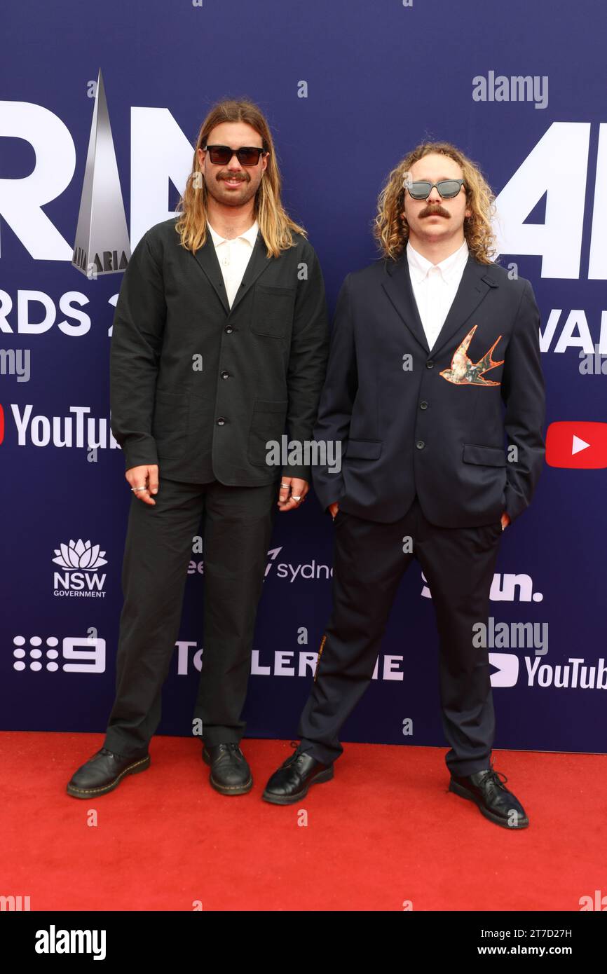 Sydney, Australia. 15th November 2023. Alex Gray and Oliver Critchley of Hellcat Speedracer attend the 2023 ARIA (Australian Record Industry Association) Awards at the Hordern Pavilion. Credit: Richard Milnes/Alamy Live News Stock Photo