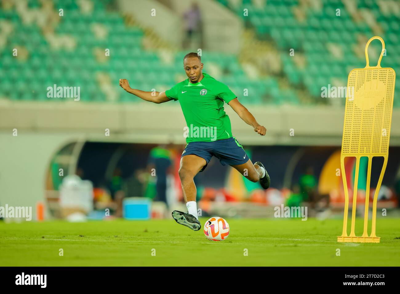 Akwa Ibom State, Nigeria. 14 nov  2023. Nigeria Super Eagles training session. Joe Aribo in training. FIFA World Cup Qualifiers. Victor Modo Stock Photo