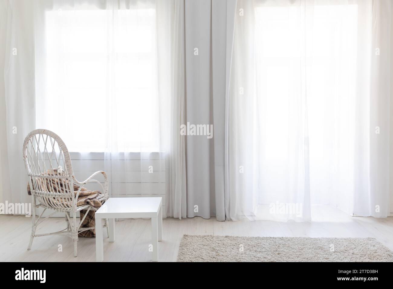 White room interior with vintage armchair Stock Photo - Alamy