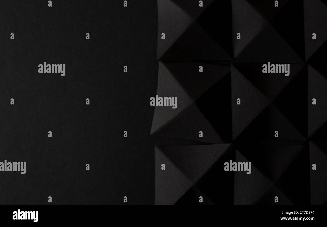 Abstract black background with black geometric shapes, copy space Stock ...