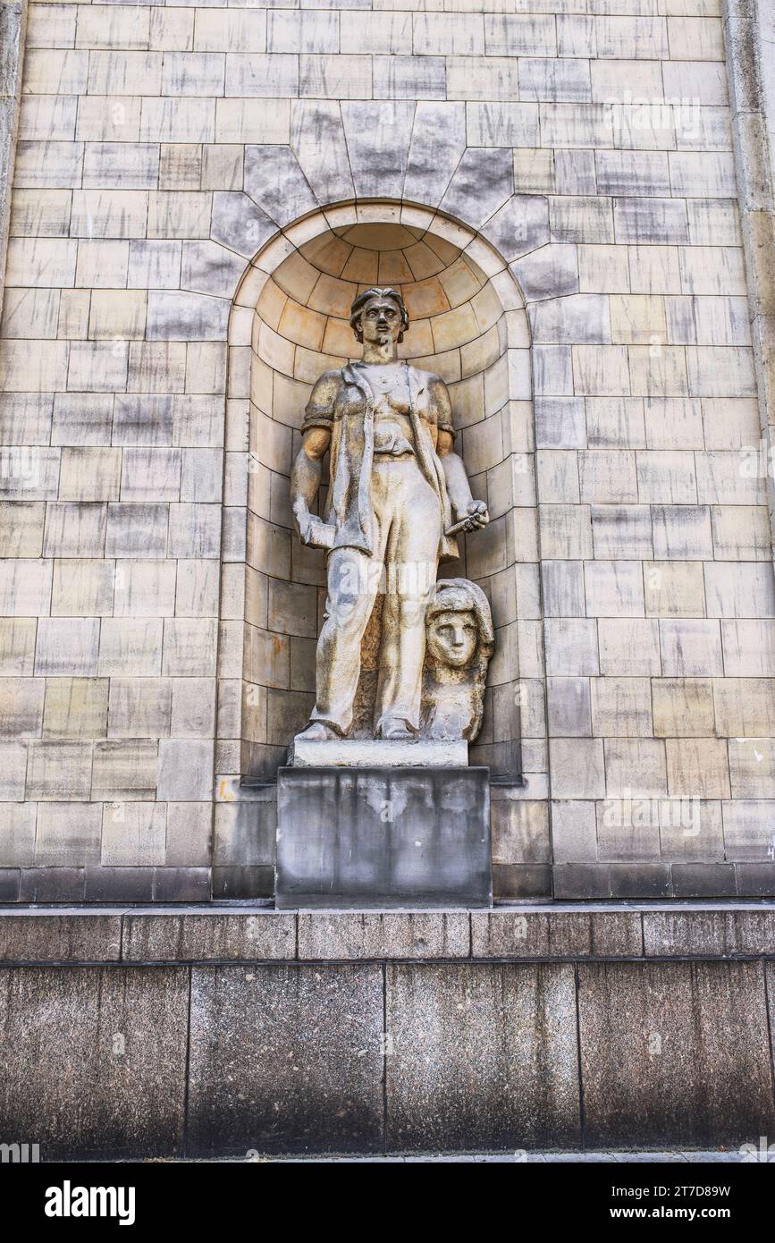 Sculpture on Palace of Culture and Science in Warsaw is the tallest building in Poland and the
