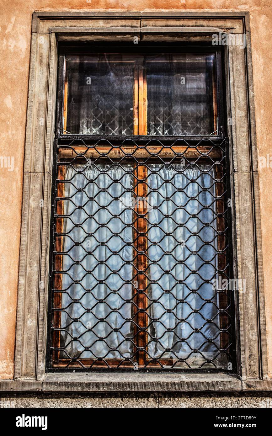 An old window in an ancient beautiful building in Western Europe Stock ...