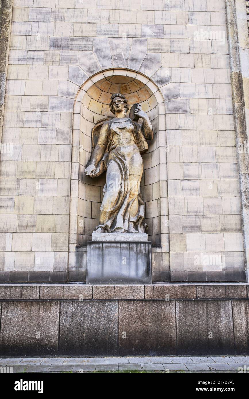 Sculpture on Palace of Culture and Science in Warsaw is the tallest building in Poland and the