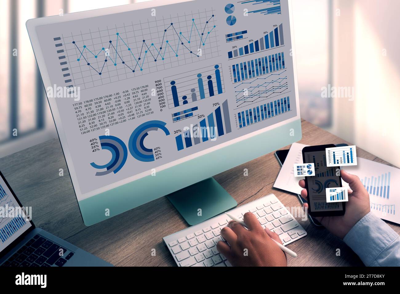 work hard Data Analytics Statistics Information Business Technology Stock Photo