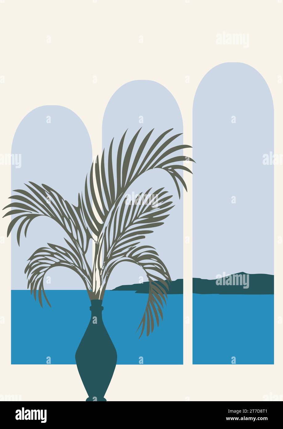 Summer holiday in Greece poster illustration. Modern aesthetic illustration Stock Vector