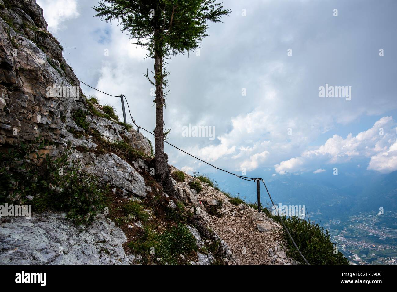 summer view of Mount Ortigara with blue sky and First World War fortifications on the Asiago plateau Vicenza Veneto Italy Stock Photo