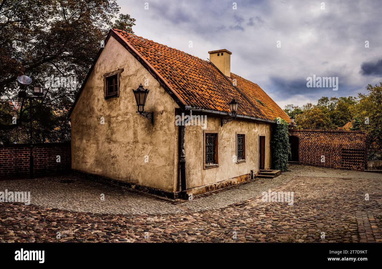 Ordensburg castle courtyard built by Teutonic Order in Olsztyn. Olsztyn ...