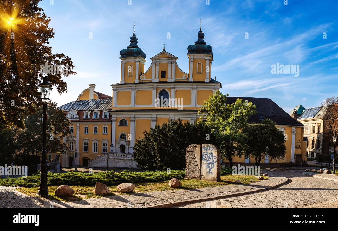 Church of St. Anthony of Padua and Conventual Franciscan monastery in Poznan, Gdansk Province is located at the foot of Mount Industry (Castle Hill), Stock Photo