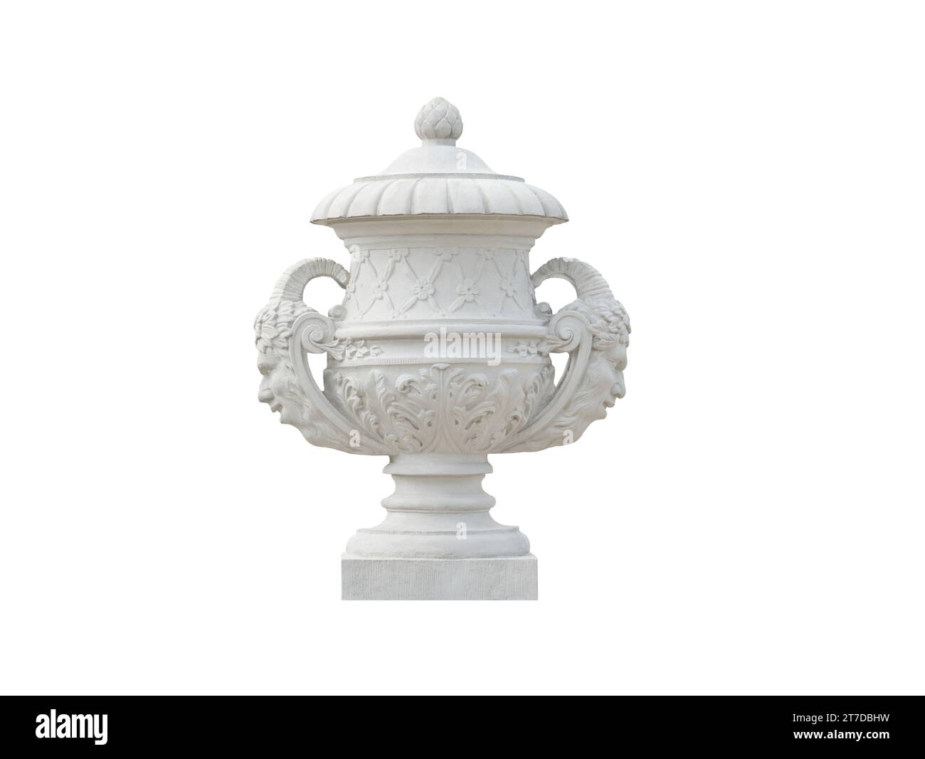 medieval plaster vase isolated on white background Stock Photo