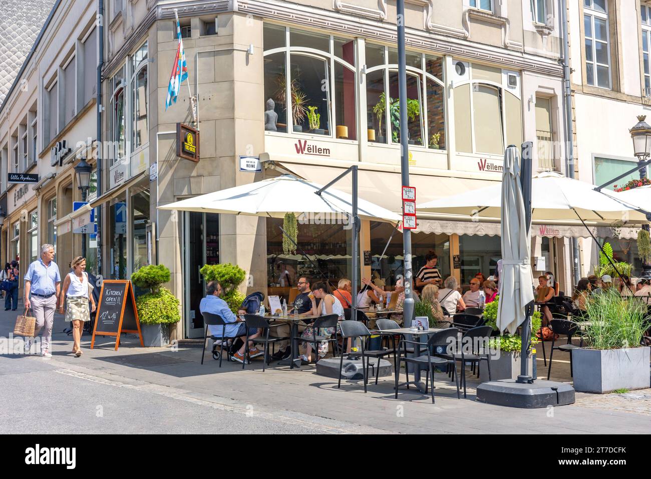 Wëllem Restaurant & Cafe, Rue de la Reine, Ville Haute, City of Luxembourg, Luxembourg Stock Photo