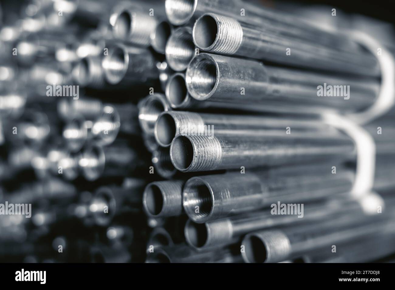 Metal pipes connector tubes. Construction cylindrical steel pipe