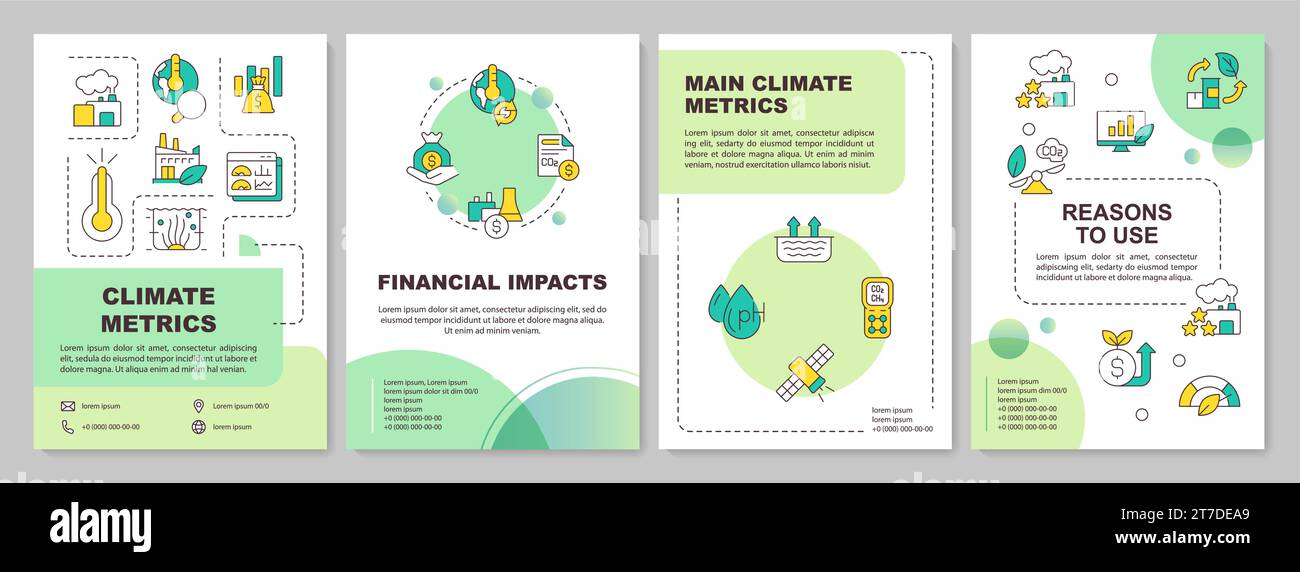 2D brochure with climate metrics gradient thin line icons Stock Vector ...