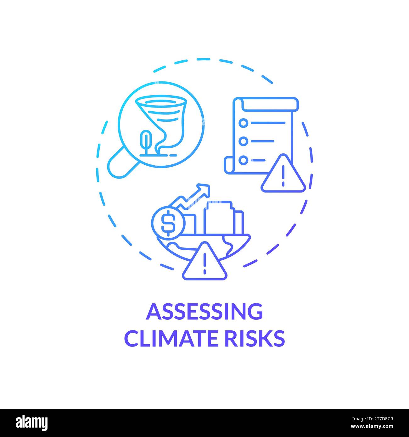 Gradient thin line icon assessing climate risks concept Stock Vector ...