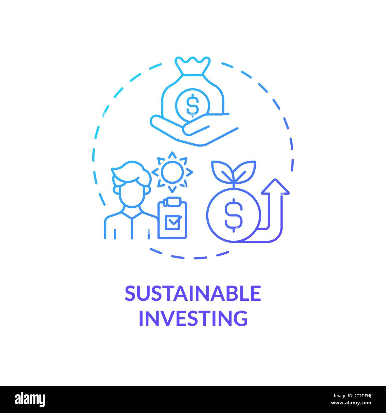 Gradient thin line icon sustainable investing concept Stock Vector