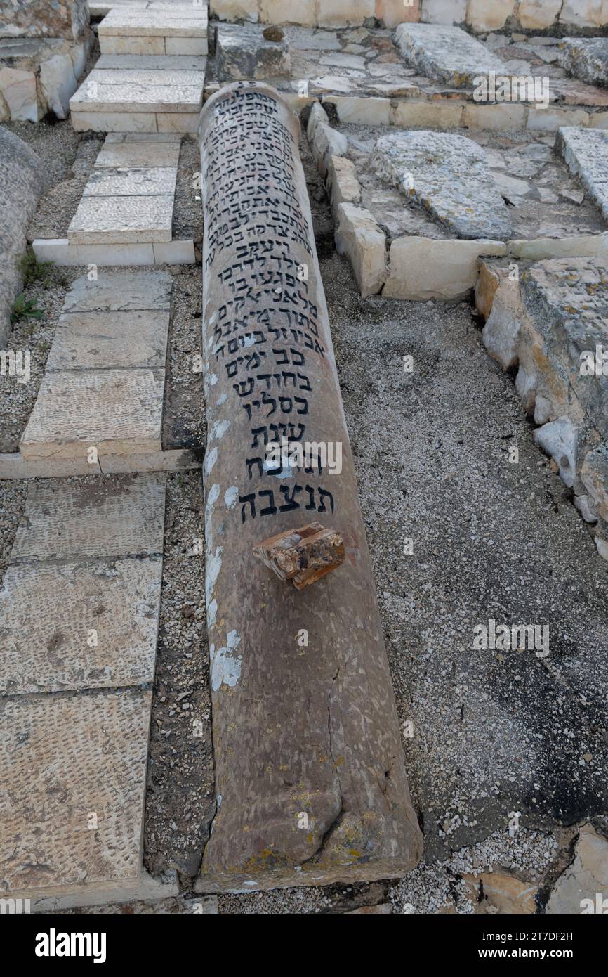 A headstone on a Jewish grave in the Mount of Olives cemetery