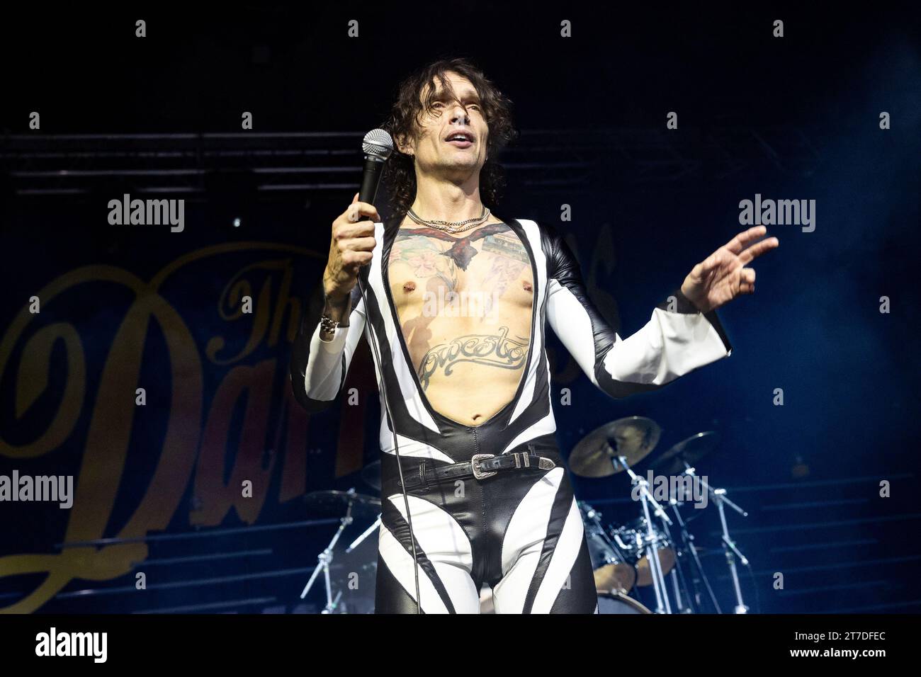 Milano, Italy. 14th Nov, 2023. Justin Hawkins of British rock band The Darkness performs live in concert at Alcatraz. Credit: SOPA Images Limited/Alamy Live News Stock Photo